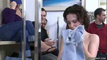 Big cock Astral Dust anal fucks bound brunette babe Nikita Bellucci while mistress Princess Donna Dolore helping him in crowded public laundromat video